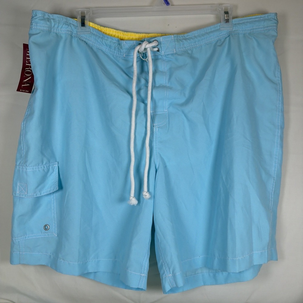Merona Men's Blue Swim Shorts XXL Elastic Waist Drawstring Beach Shorts NWT